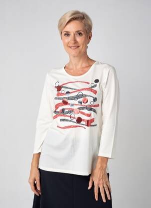 T-shirt manches 3/4 manches 3/4 blanc BARBARA LEBEK femme