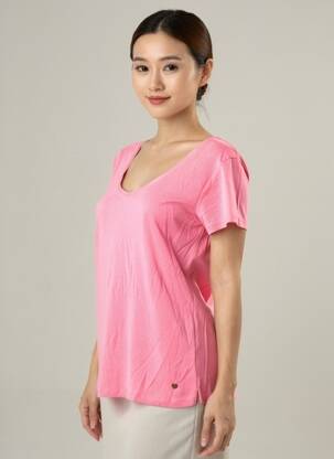 T-shirt stretch manches courtes rose C'EST BEAU LA VIE femme