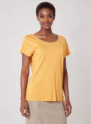 T-shirt stretch manches courtes jaune C'EST BEAU LA VIE femme