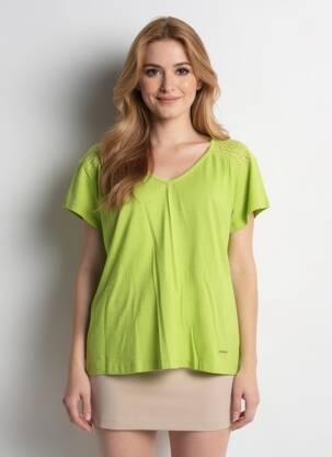 Top stretch manches courtes vert AGATHE & LOUISE femme