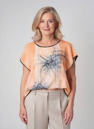 Top stretch manches courtes orange BARBARA LEBEK femme