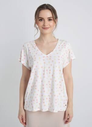T-shirt imprimé fantaisie manches courtes blanc C'EST BEAU LA VIE femme