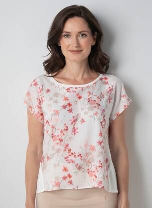 Top coupe fluide manches courtes blanc JULIE GUERLANDE femme