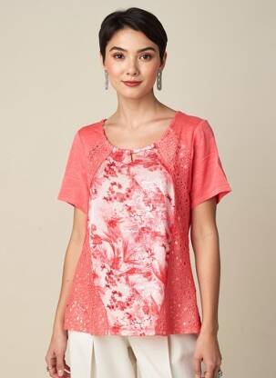 Top stretch manches courtes rose BAGORAZ femme