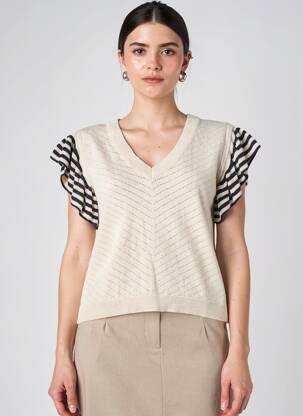Top stretch manches courtes beige LOLA ESPELETA femme