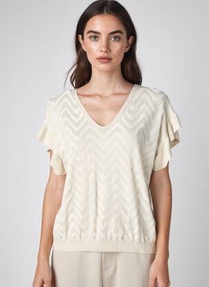 Top stretch manches courtes beige TRIPODE femme