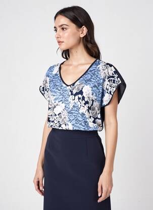 Top stretch manches courtes bleu NURIA VILARDAGA femme