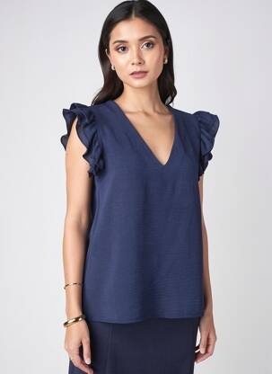 Top manches courtes manches courtes bleu CHARMING GIRL femme