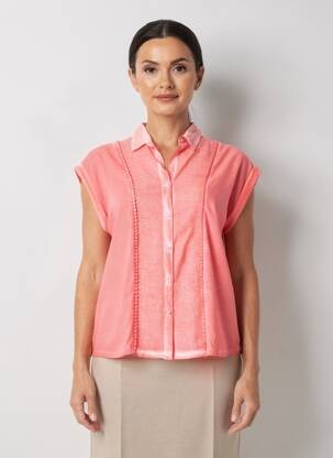 Chemisier tissage crêpe manches courtes rose NURIA VILARDAGA femme