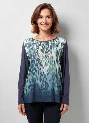 T-shirt manches longues manches longues bleu BARBARA LEBEK femme