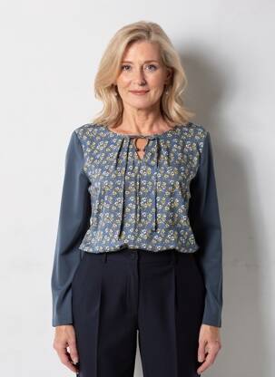 T-shirt manches longues manches longues bleu BARBARA LEBEK femme