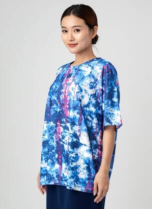 T-shirt imprimé fantaisie manches courtes bleu M.X.O femme