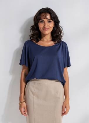 T-shirt coupe droite manches courtes bleu LOLA ESPELETA femme