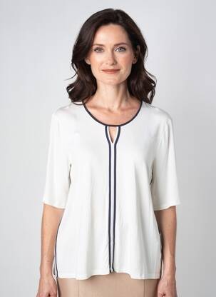 T-shirt stretch manches courtes blanc BARBARA LEBEK femme