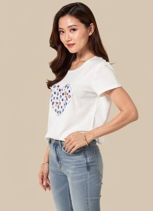 T-shirt stretch manches courtes beige ABRIL femme