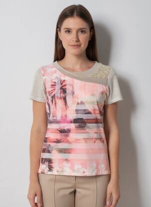 T-shirt coupe droite manches courtes beige NURIA VILARDAGA femme