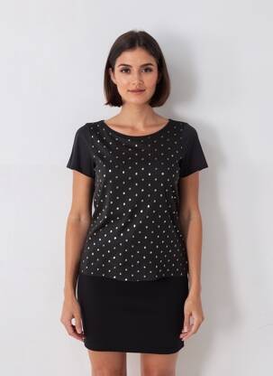 T-shirt sérigraphie manches courtes noir NURIA VILARDAGA femme
