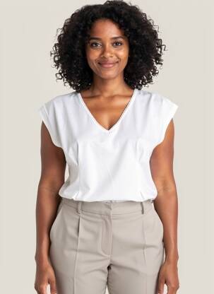 T-shirt stretch manches courtes blanc SAMSARA BY LIS femme
