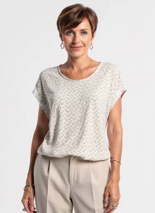 Blouse tissage popeline manches courtes rose BARBARA LEBEK femme