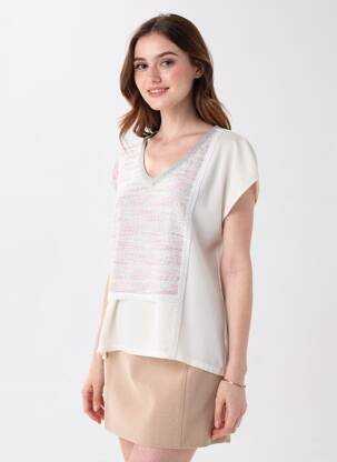 Top coupe fluide manches courtes rose NURIA VILARDAGA femme
