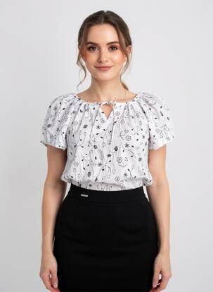 Tunique manches courtes légère et transparente blanc AGATHE & LOUISE femme