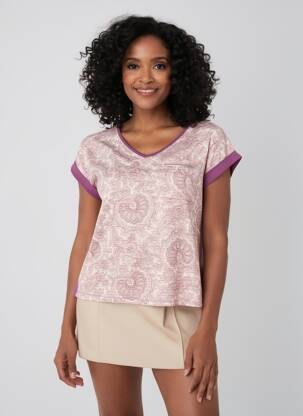 T-shirt col v manches courtes violet NURIA VILARDAGA femme