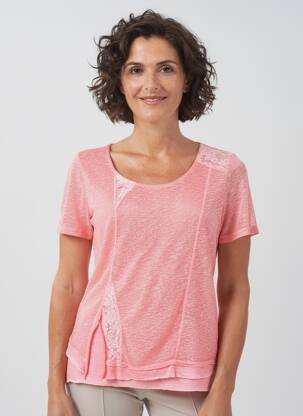 T-shirt stretch manches courtes rose BAGORAZ femme
