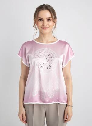 Top stretch manches courtes rose NURIA VILARDAGA femme