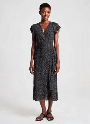Robe longue manches courtes manches courtes noir YSABEL MORA femme