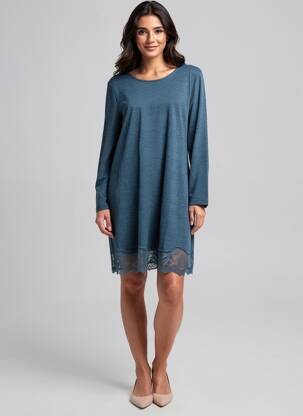 Robe mi-longue manches courtes manches courtes bleu LINGADORE femme