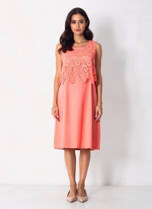 Robe mi-longue sans manche sans manche orange A BELLE femme