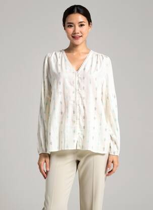 Chemisier coupe droite manches longues blanc MCM femme