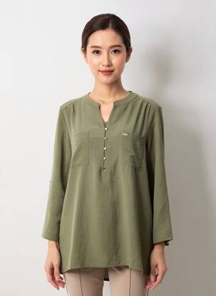 Tunique manches longues fermeture boutonnée sur le devant vert MCM femme
