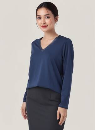 T-shirt manches longues manches longues bleu KANOPE femme