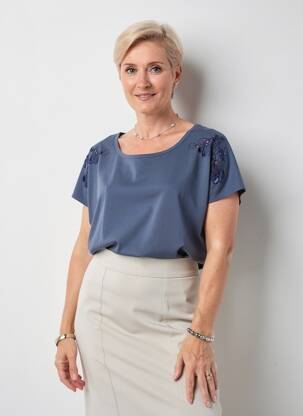 T-shirt coupe droite manches courtes bleu JULIE GUERLANDE femme