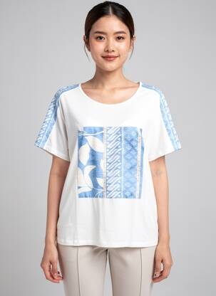 T-shirt imprimé fantaisie manches courtes bleu MCM femme