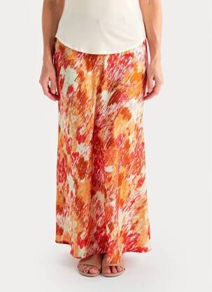Jupe longue imprimé fantaisie orange SURKANA femme