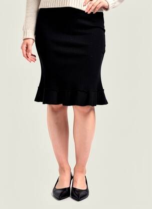Jupe mi-longue stretch noir JUBYLEE femme
