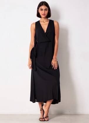 Robe mi-longue sans manche sans manche noir JUBYLEE femme