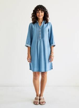 Robe courte manches longues manches longues bleu AGATHE & LOUISE femme