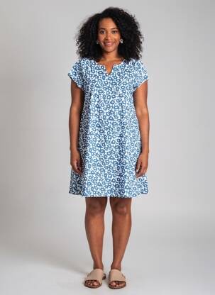 Robe courte manches courtes manches courtes bleu AGATHE & LOUISE femme