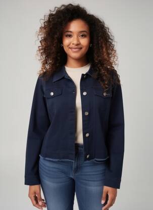 Veste casual poignets boutonnés avec fente bleu A.C.B BY J.E CREATION femme