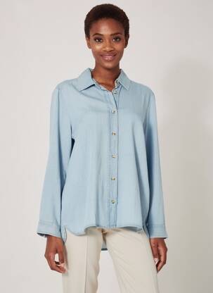 Chemisier coupe droite manches longues bleu COPENHAGEN femme