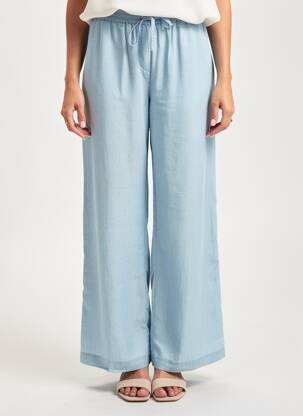 Pantalon large tissage popeline taille normale bleu COPENHAGEN femme