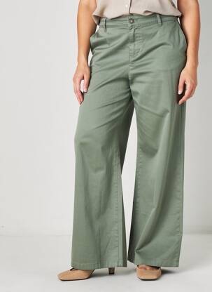 Pantalon large tissage popeline taille normale vert LACOMY femme