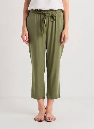 Pantalon 7/8 taille élastique taille normale vert SOFTY femme