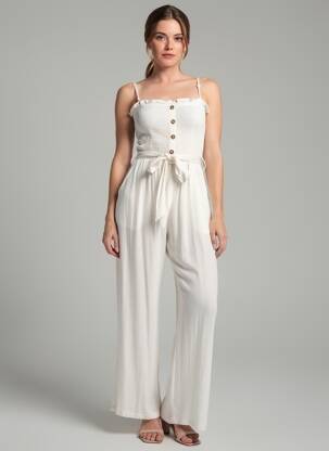 Combi-pantalon fines bretelles fines bretelles beige JUBYLEE femme