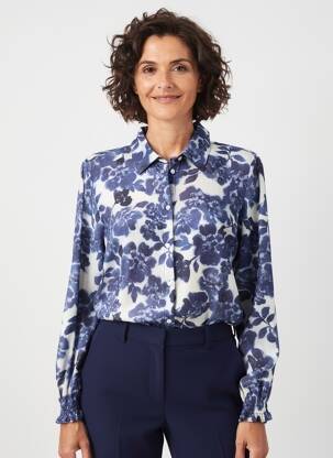 Chemisier imprimé fleurs manches longues bleu JENSEN femme