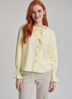Chemisier tissage crêpe manches longues jaune LACOMY femme