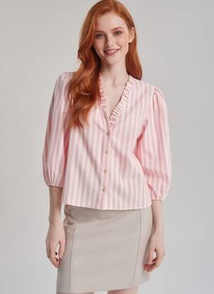 Chemisier coupe droite manches 3/4 rose JUBYLEE femme
